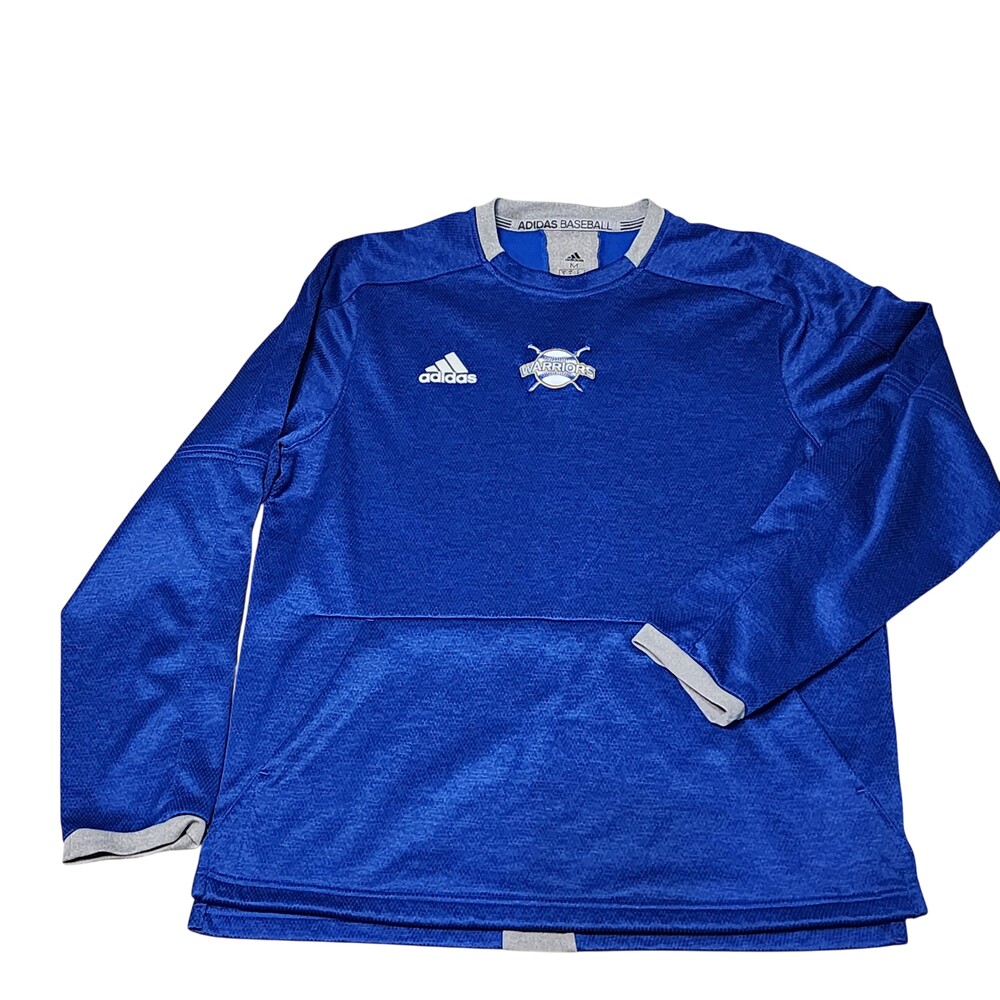 Adidas Pullover Mens Medium Blue Warriors Baseball Long Sleeve Athletic Top